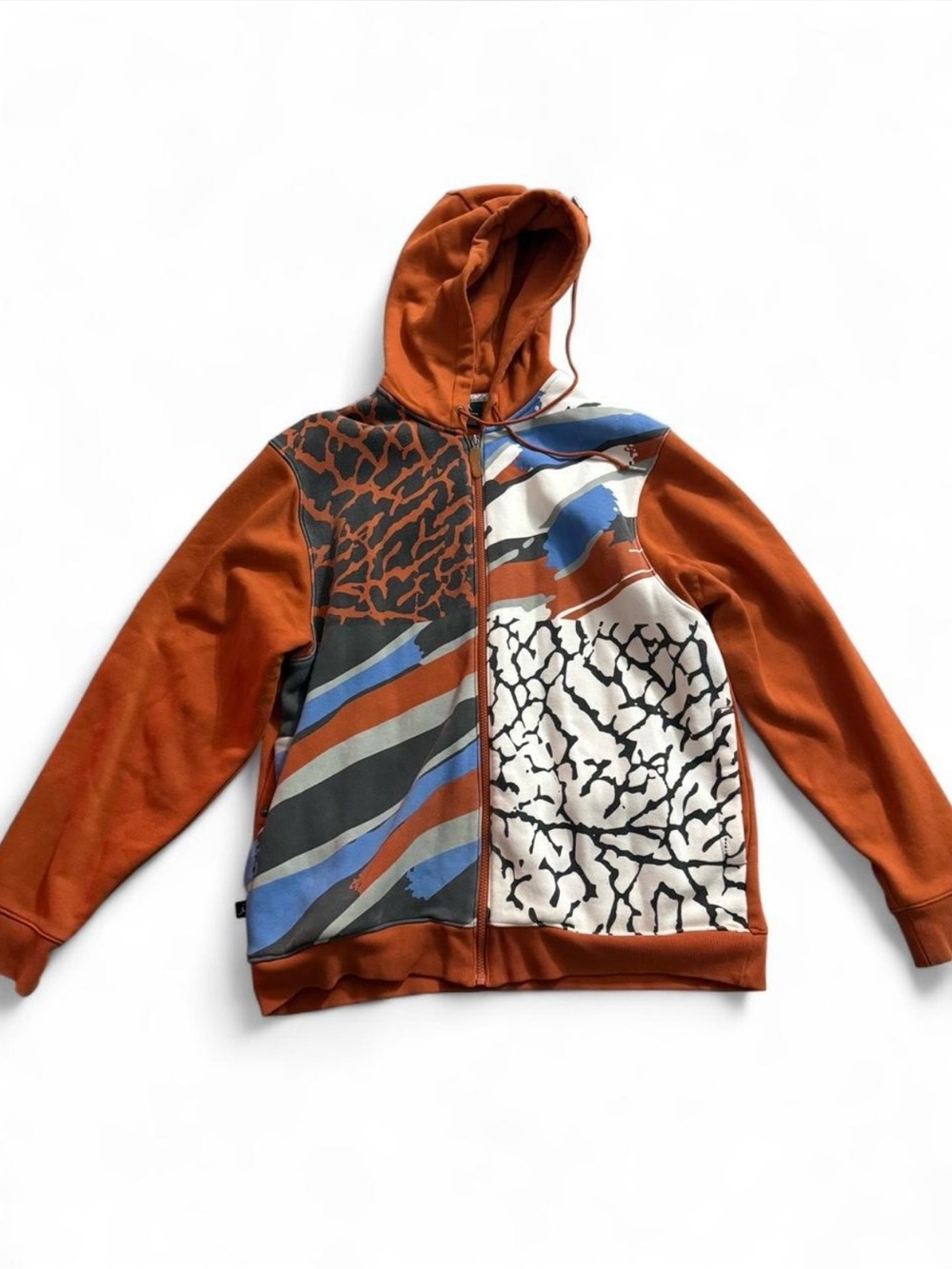 Men's Rust Orange Jordan Patterned Zip-Up Hoodie Jacket
